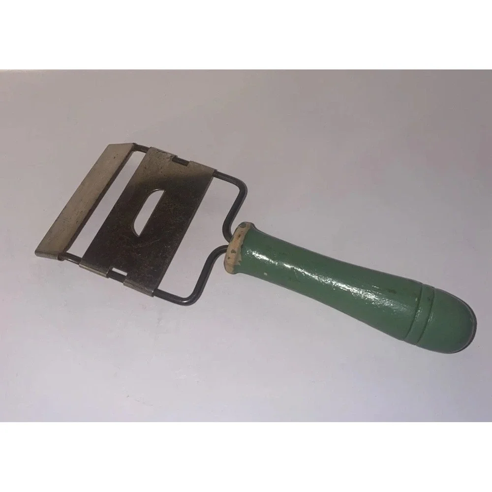 VINTAGE GREEN WOODEN HANDLE CHEESE SLICER